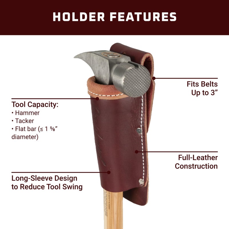 Occidental Leather No Slap Hammer Holder - Long Sleeve Design - Accommodates Hammer Tackers & Flat Bars - Accepts Up to a 3â€ Wide Belt - Made in USA - Image 3